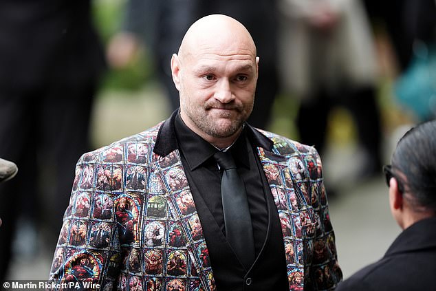 Droves of stars, including Tyson Fury (pictured), attended to pay tribute to Hatton, who died aged 46
