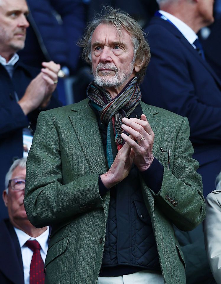 Sir Jim Ratcliffe of Manchester United watching the game from the stand.