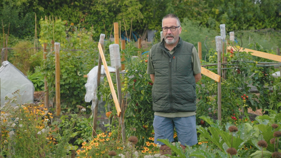 Roger Atkinson in his award-winning allotment garden.