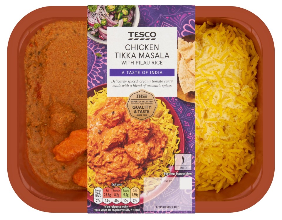 Tesco Chicken Tikka Masala with Pilau Rice ready meal.