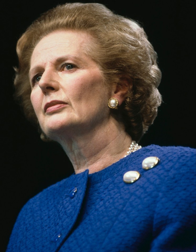 Close-up of British Prime Minister Margaret Thatcher during her UK general election campaign.