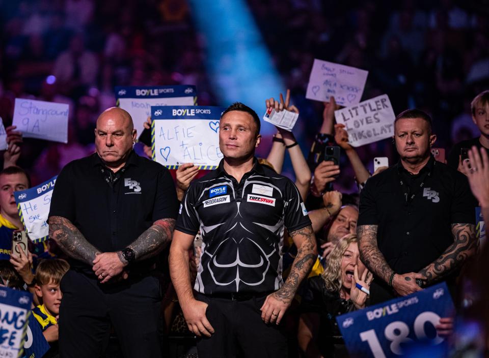 Gerwyn Price at the PDC World Grand Prix darts tournament.