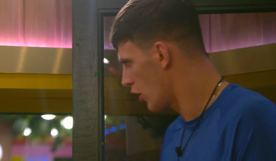 Big Brother star Cameron B looking angry during a feud.