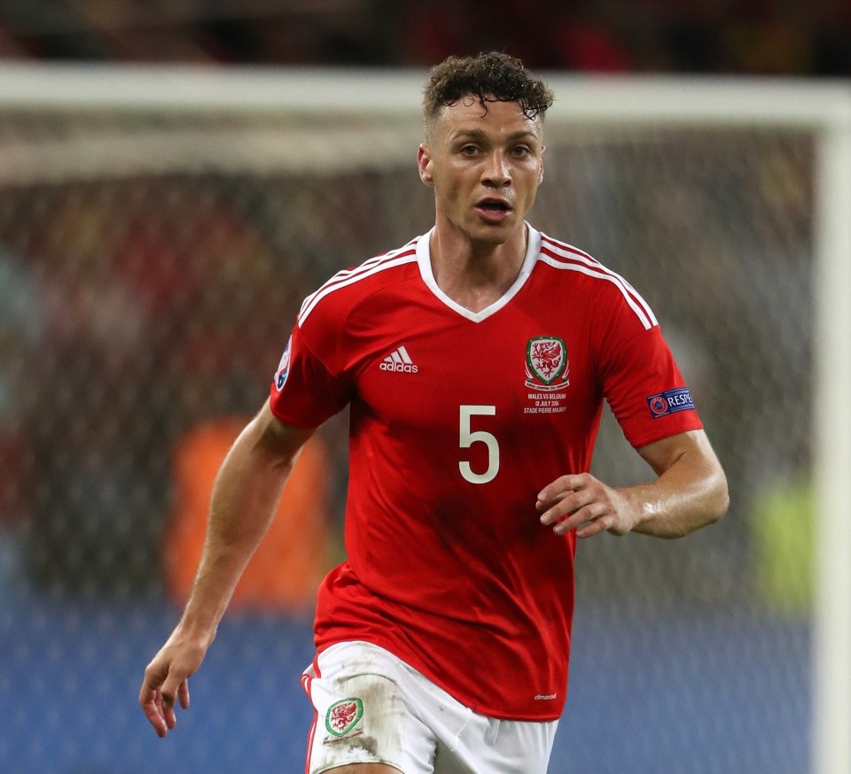 James Chester of Wales in action during the UEFA Euro 2016 quarter-final match against Belgium.
