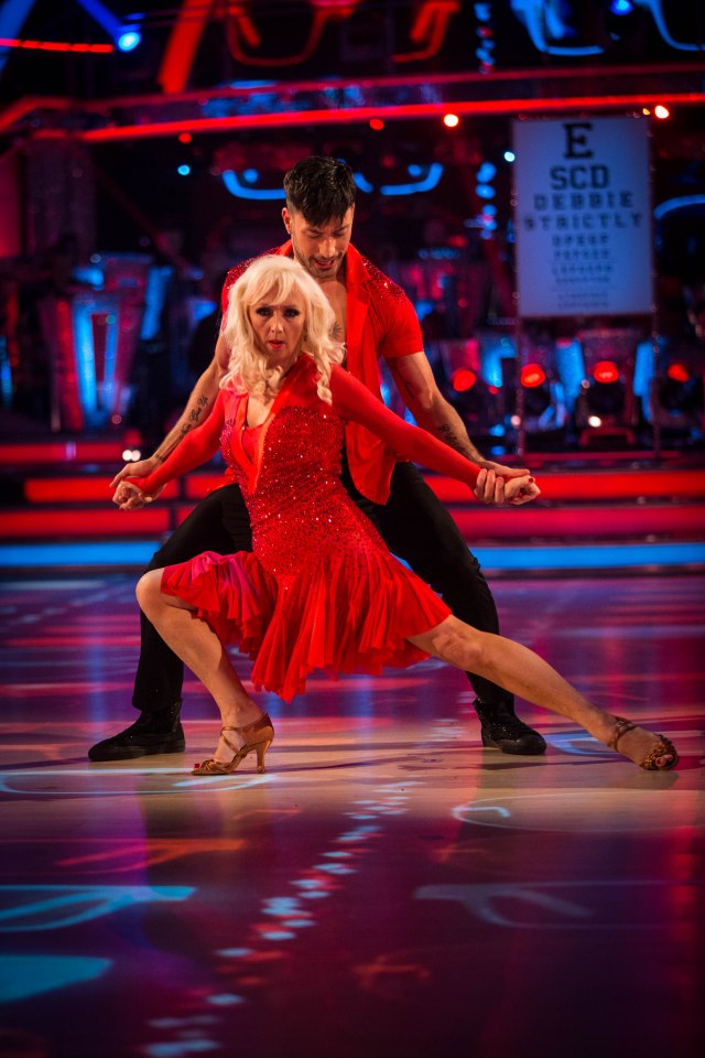 Debbie McGee and Giovanni Pernice performing a salsa on Strictly Come Dancing.