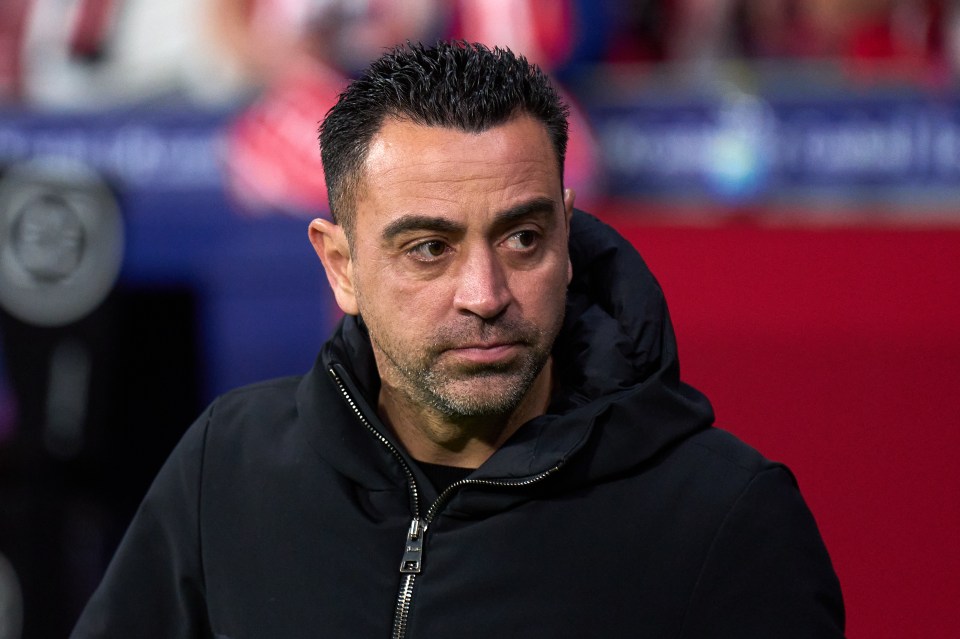 FC Barcelona Head Coach Xavi Hernandez looking on during a match.