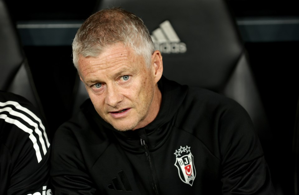 Besiktas head coach Ole Gunnar Solskjaer looks on.