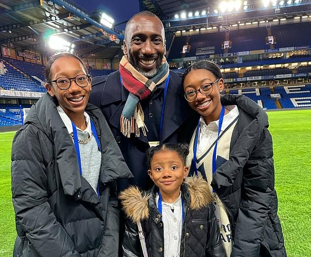 Hasselbaink is a devoted family man - pictured with daughters (L-R), Lauren, Khloe and Miahh