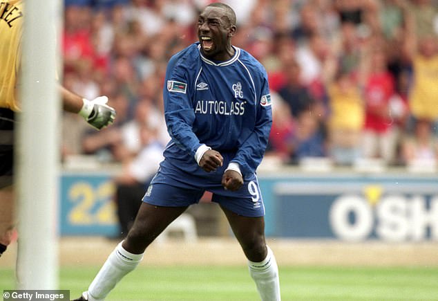 Hasselbaink is best known for his time with Chelsea where he was a top goalscorer - seen here celebrating winning the 2000 Charity Shield win over Man United