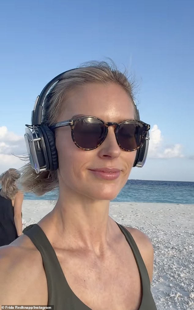 The Swedish model, 41, shared the bikini-clad on her Instagram grid on Friday and looked the epitome of relaxation while soaking up the sun