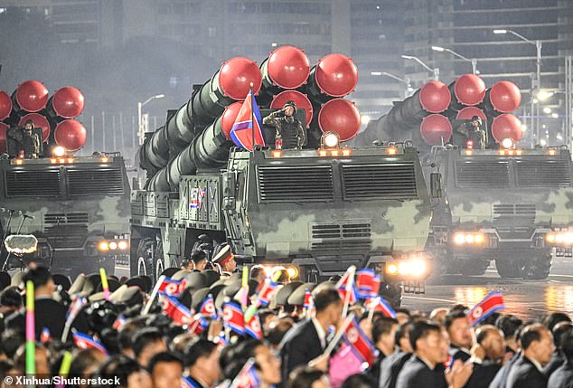 The parade also featured Kim's newest tanks, artillery systems and drones