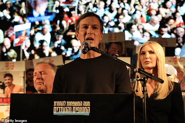 Her husband, 44, also spoke to the crowd. 'Seeing these horrific acts shocked me to my core and I'll never be the same,' he said