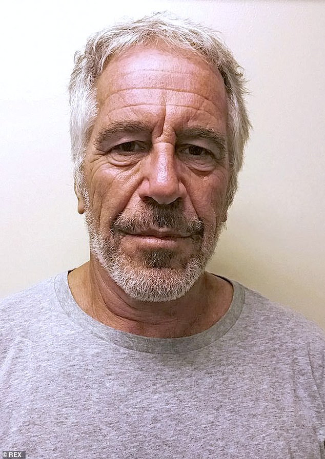 Jeffrey Epstein pictured in a police mugshot from 2017, two years before he died in his prison cell while awaiting trial on sex trafficking charges