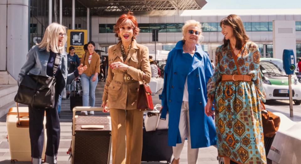 USA. Candice Bergen, Jane Fonda, Diane Keaton, and Mary Steenburgen in a scene from the (C)Focus Features new film : Book Club 2: The Next Chapter (2023). Plot: Follows the new journey of four best friends as they take their book club to Italy for