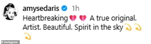 Amy Sedaris posted an Annie Hall excerpt, along with the note, 'Heartbreaking. A true original. Artist. Beautiful. Spirit in the sky'