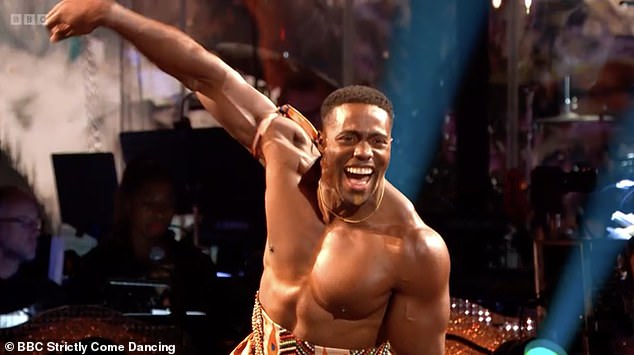 The former Commonwealth sprinter, 37, who is competing in this year's glitzy ballroom series with professional partner Karen Hauer, 43, wowed the audience with a routine inspired by Mufasa from The Lion King