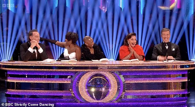 As the audience and fellow judges hollered with laughter and cheers, she exclaimed: 'Oh, I'm blushing'