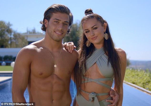 The Love Island winner at the villa with her then-boyfriend Kem Cetinay