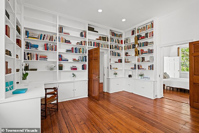 The home is a book lover's dream as there are ample spaces to store shelves full of favorite reads