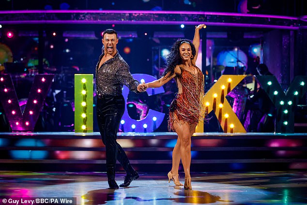 Her and dance partner Kai Widdrington (pictured) scored 24 out of 40, with judge Shirley Ballas reducing her to tears by telling her you ¿could actually probably, maybe, possibly go all the way¿
