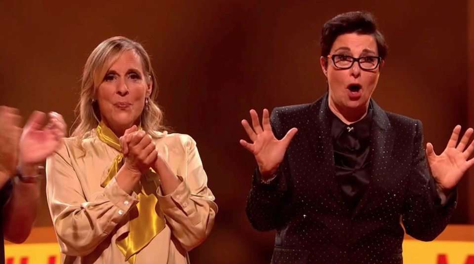 Mel Giedroyc and Sue Perkins on the set of 'Win Win with People's Postcode Lottery'