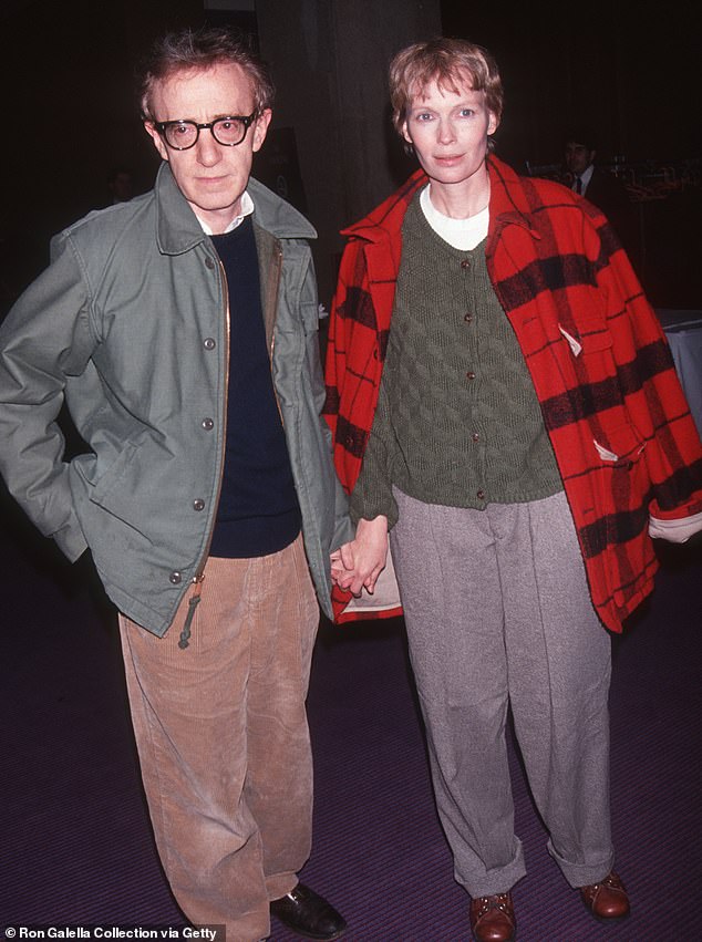 Allen went on to have a relationship with Mia Farrow - who starred in 13 of his movies; Allen and Farrow seen in 1992 in NYC