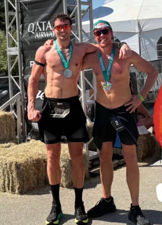 Not only has Caspar Jopling (right) bagged himself a new girlfriend after his split from pop star Ellie Goulding but the art dealer is now boasting an impressive six-pack, too