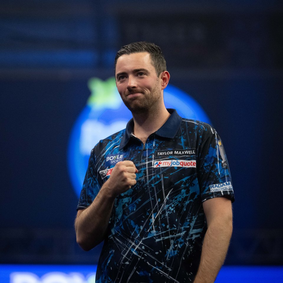 Luke Humphries celebrates after winning his quarter-final match at the 2025 PDC Boyle Sports World Grand Prix Darts.