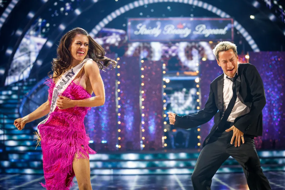 Karen Carney and Carlos Gu dancing during the dress rehearsal for Strictly Come Dancing.