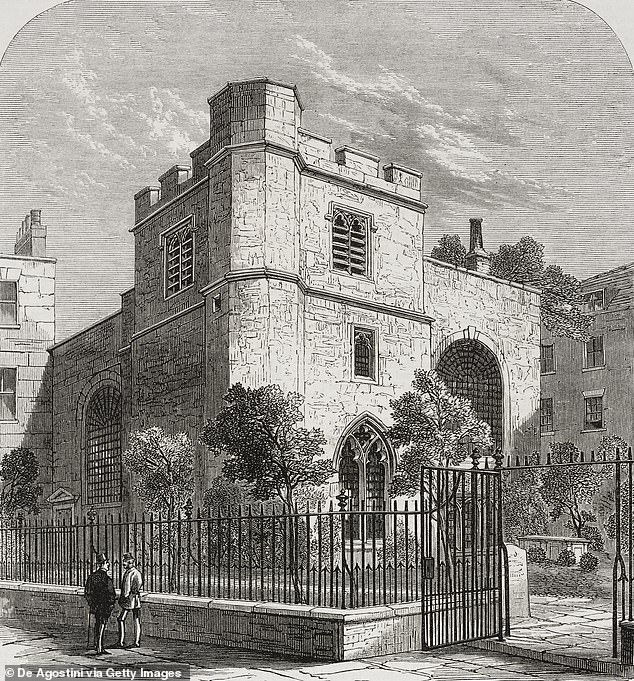 An illustration of All Hallows Staining church from the magazine The Illustrated London News, volume LVI, June 11, 1870