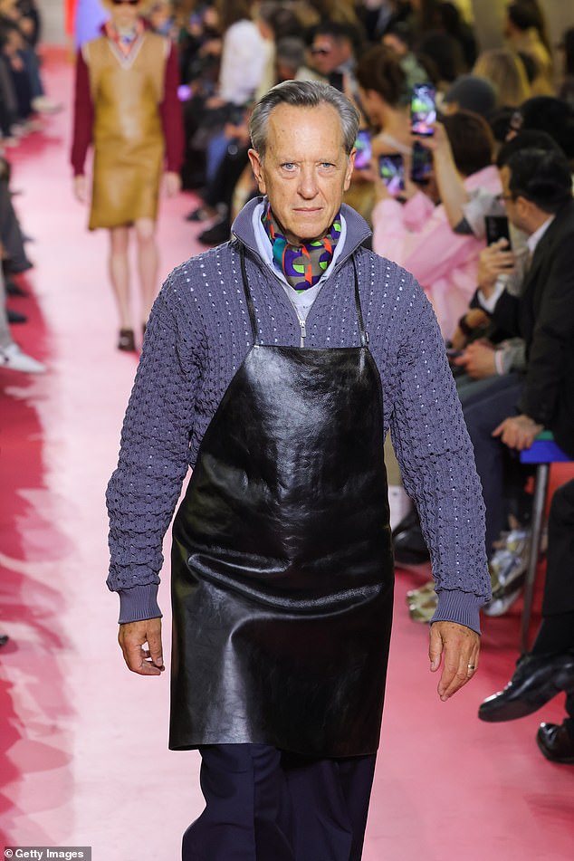 Just last week, Richard wore a leather apron to walk the Miu Miu catwalk on Monday with the likes of Kylie Jenner and Emma Watson all watching from the FROW