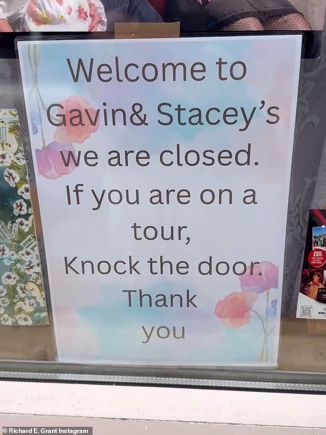 The pair then posed outside the house - which has become a tourist hotspot since the series aired in 2007 and welcomes visitors from around the world