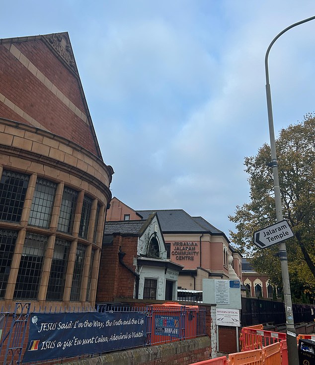 Beside the temple sits a Pentecostal Church. Not far from both is a mosque