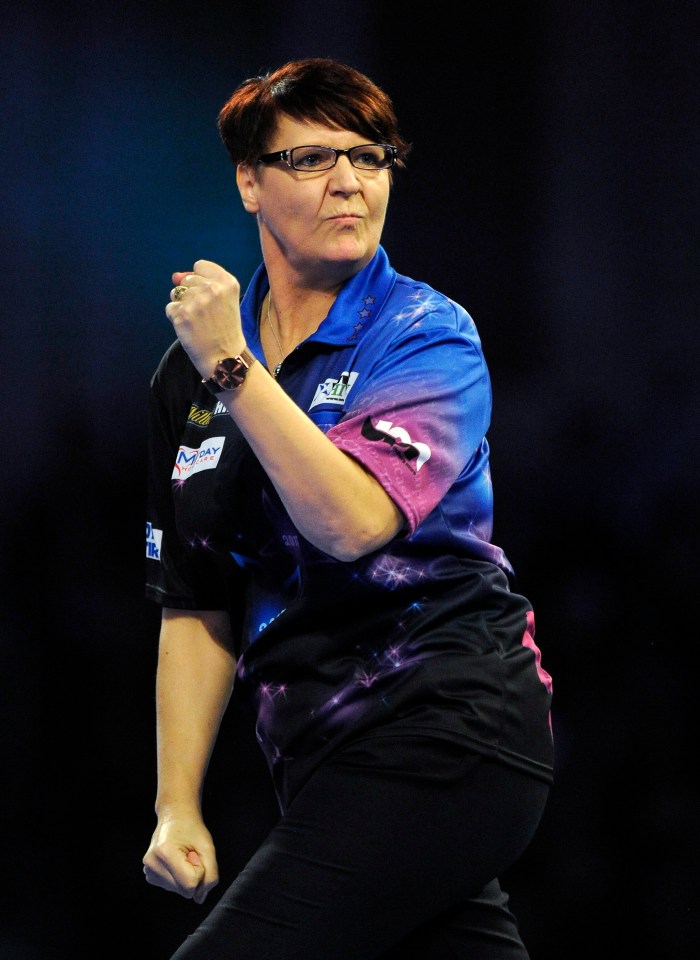 Lisa Ashton of England reacts during her match.