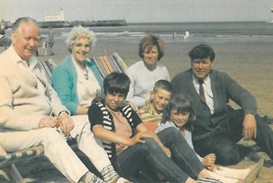 Collage of five family photos, including Nora Tait with family members.