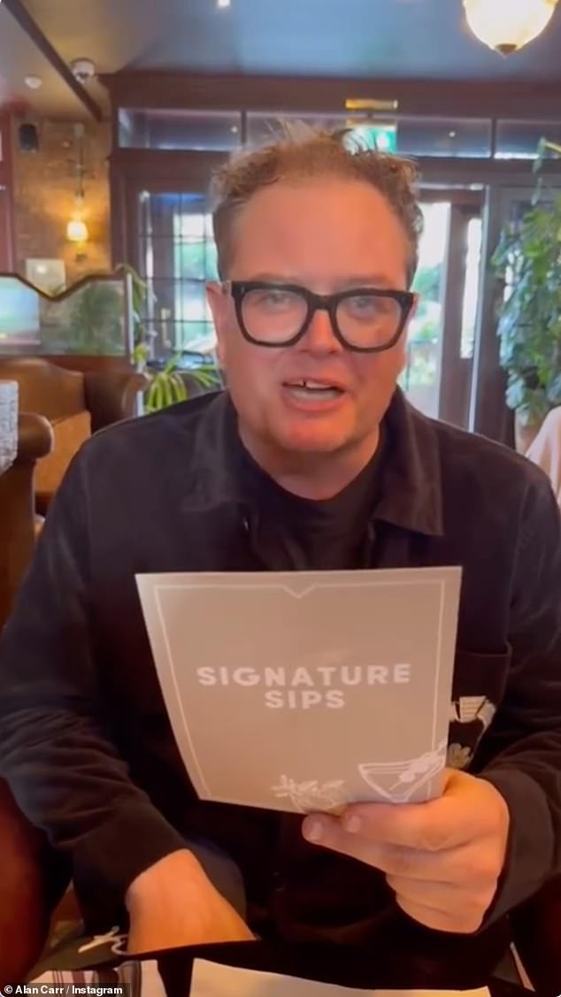 But Alan proved there were no hard feelings between the two when he cracked a joke about it while out for drinks with a pal on Sunday