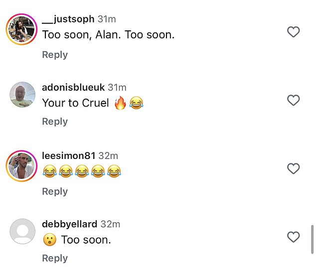 Whilst Paloma had not responded to the clip during the time of writing, fans flooded the comments calling him a 'national treasure' for making light of the betrayal whilst some felt the joke was 'too soon'