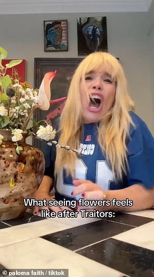 She shared a short video of herself feeling scared, screaming and running away every time she sees flowers in her house
