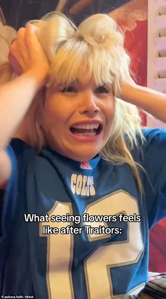 She captioned the video: 'What seeing flowers feels like after the Traitors' and 'I used to really like lilies actually'