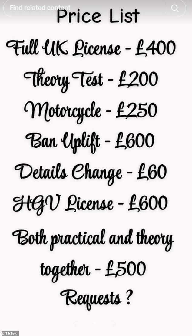 Alongside fake licences, some promise to lift bans and points for a fee of up to £600, which drivers can be legally prosecuted for