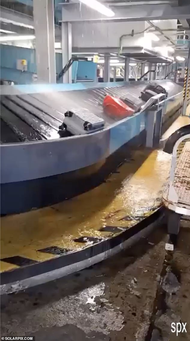 Internal areas of Ibiza Airport were also closed off to travellers due to power cuts sparked by water pouring into the terminal