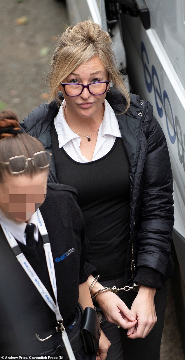 Melling escorted in handcuffs at Chester Crown Court where she was jailed for five years