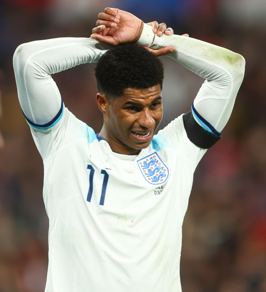 Marcus Rashford of England looking dejected during England v Malta football match.