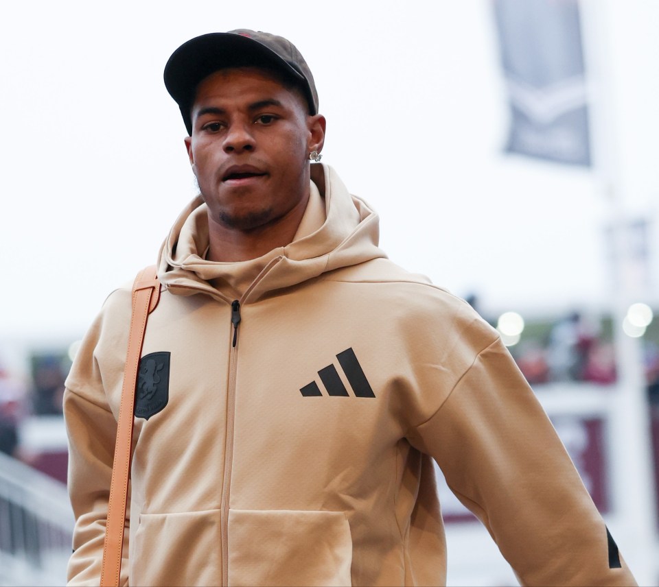 Aston Villa player Marcus Rashford arriving at the stadium.