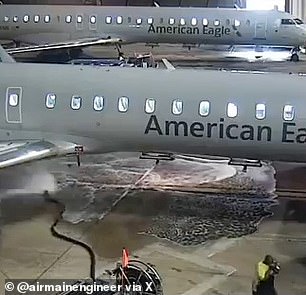 Fuel spouted from the hose for around a full minute before the ground worker was able to switch the stream off