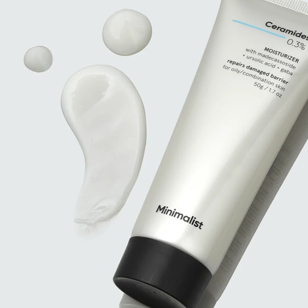 Finally, moisturise. 'Lock in hydration with a simple, non-comedogenic cream. Try something like the Minimalist Ceramides 0.3% + Madecassoside Moisturiser