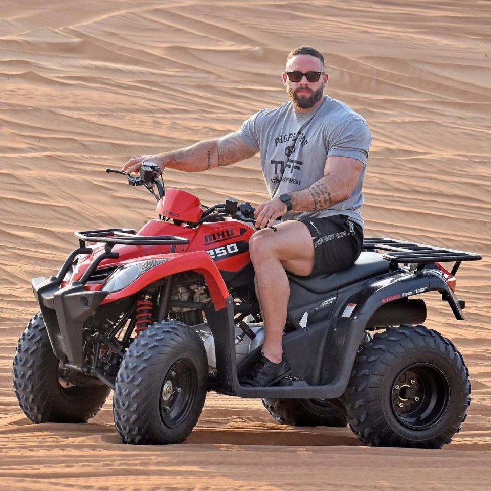 Diego Poyet Gonzalez on a red ATV in the desert.