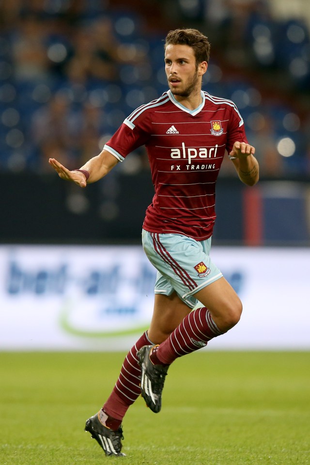 Diego Poyet of West Ham United on the field.