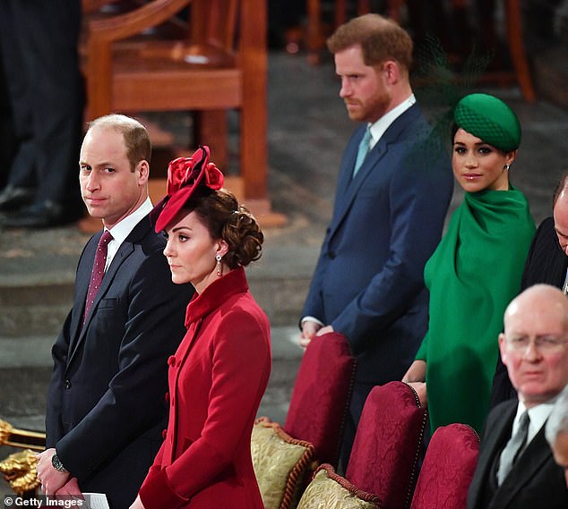 The Commonwealth Day service (pictured) ¿ Meghan and Harry's final official engagement ¿was 'not exactly the warm reunion we were hoping for', according to body language expert Judi James