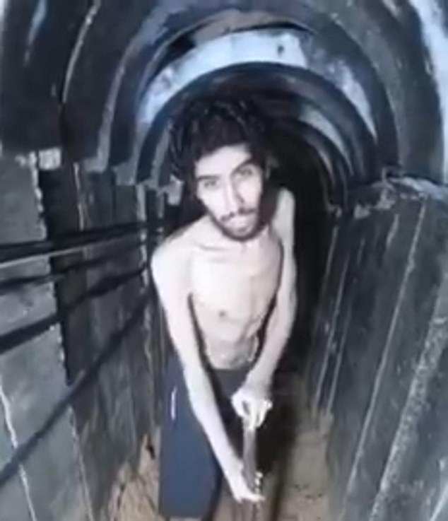 This screengrab from a video released on August 1, 2025 by the armed wing of Palestinian militant group Hamas, shows Israeli hostage Evyatar David looking weak and malnourished